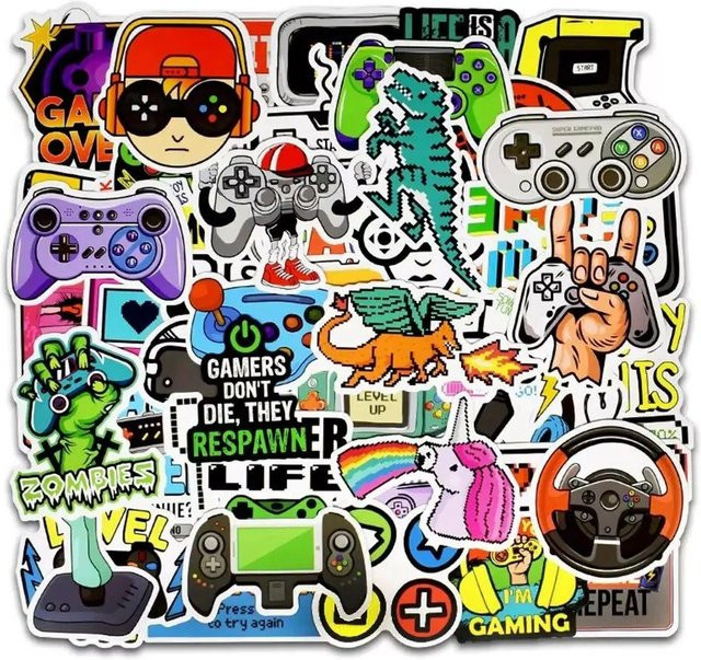 50 Stück Cartoon-Spielkonsole Aufkleber in Multicolor zur Dekoration von Handy, Laptop, Helm und Kühlschrank von Binchi Outdoor Product - Bild 1