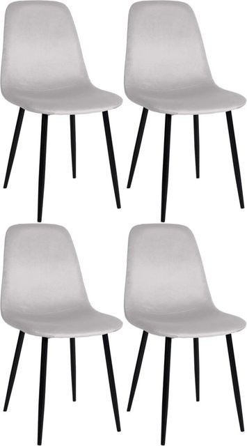 DELUKE Esszimmerstühle 4er Set MOVI in Creme, Samt und Metall, moderne Küchenstühle für dein Wohnzimmer, H x B x T: 88 x 44 x 51 cm - Bild 1