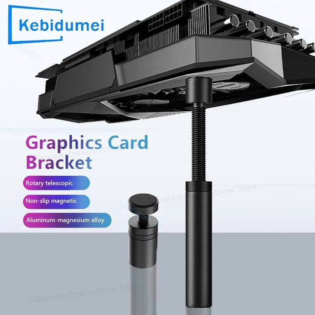 Kebidumei Grafikkarte GPU Halterung aus Aluminium Legierung, Schwarz, Einstellbare Teleskop-Unterstützung für Desktop PC Gehäuse - Bild 1