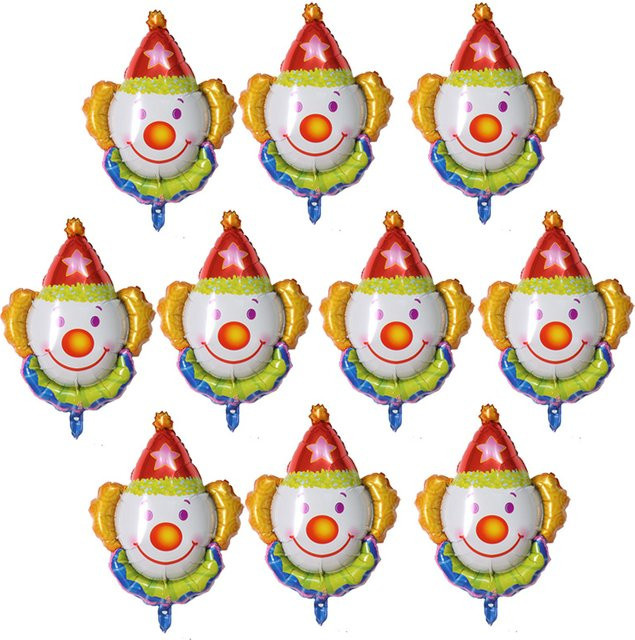 10 Stück BALONAQ Clown-Zirkus Folienballons in Mehrfarbig für Babyparty und Geburtstagsfeier, B/H: 20 x 30 cm - Bild 1