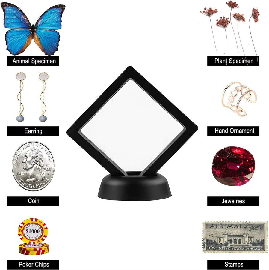 10er Set 3D Schwimmende Display Boxen für Schmuck und Anhänger in Schwarz - Bild 2