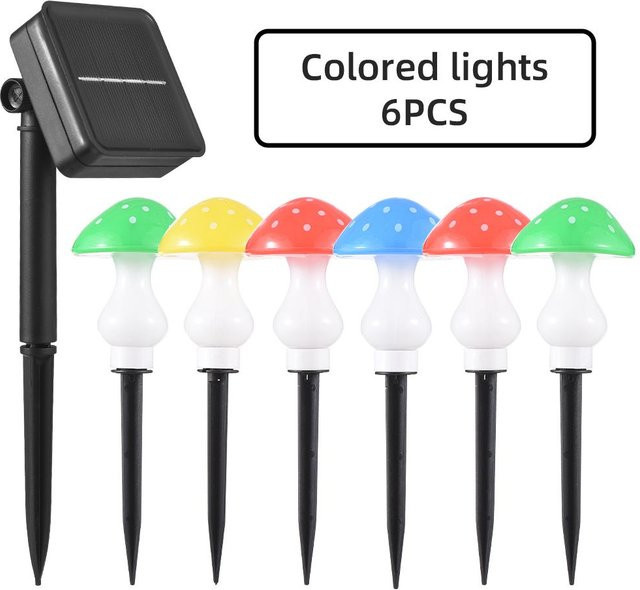 GoolRC Solar Pilz String Lichterkette mit 8 LED für Außenbereich, Wasserdicht IP65, Multicolor RGB - Bild 1
