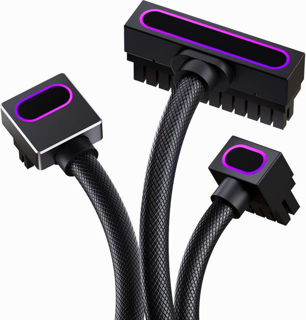 AIJS Kabelset Schwarz mit 24PIN Verlängerungskabel 30 cm, 16PIN Modulares Kabel 50 cm und 8PIN CPU-Verlängerungskabel 30 cm - Bild 1