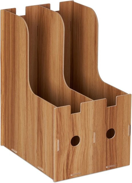 Relaxdays Stehsammler aus MDF in Braun mit 2 Fächern für DIN A4, B/T/H: 32 x 18,5 x 24 cm - Bild 1