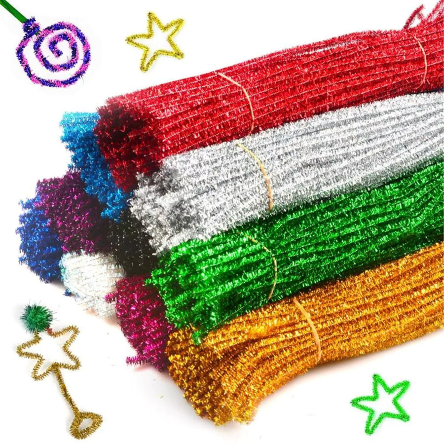 100 Stück Glitzer-Chenille-Stiele in Silber und Multicolour, 30 cm Bastelbedarf für DIY-Projekte und Weihnachten - Bild 3