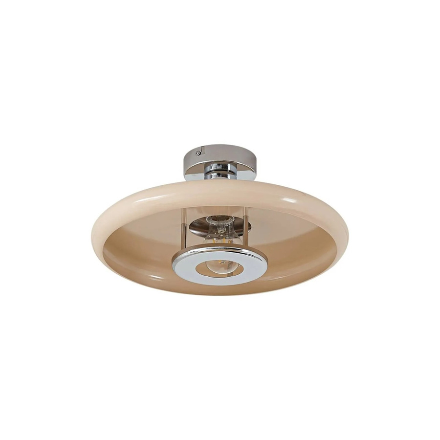 Lindby Deckenlampe Branford Vintage Retro Wandleuchte aus Metall in Creme, 1-flammig E27, rund - Bild 2