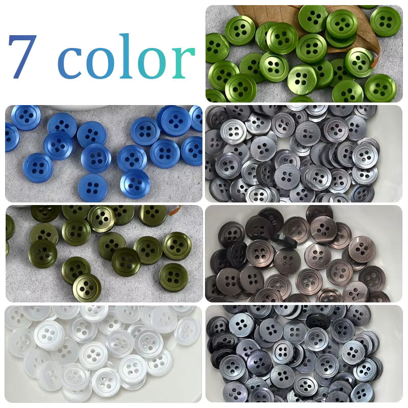 Runde Harzknöpfe mit 4 Löchern für Kleidung und DIY-Projekte, grün und mehrfarbig, Durchmesser: 11,5 mm - Bild 4