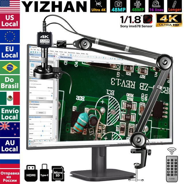 KUAIQU 4K Digitalmikroskop mit Software, 1/1,8 Zoll imx678 Sensor, 150-fach elektronisches Mikroskop zum Löten mit verstärkter Halterung, Schwarz - Bild 1