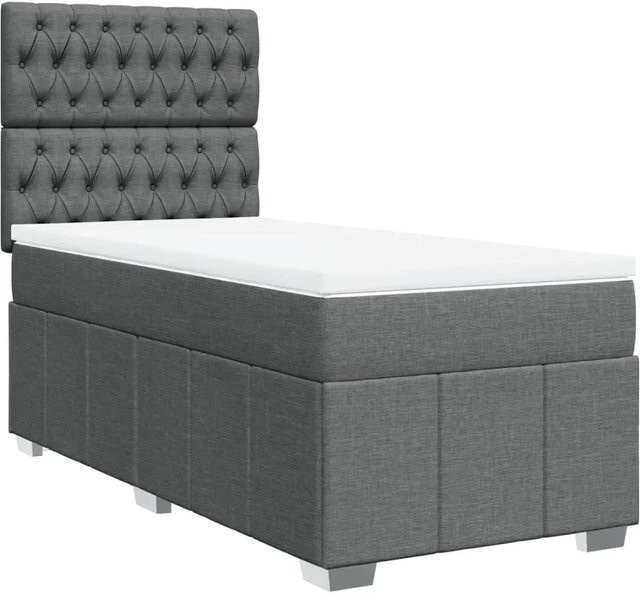 vidaXL Boxspringbett mit Matratze und Taschenfederkern in Dunkelgrau, B/T/H: 80 x 200 x 140,5 cm - Bild 1