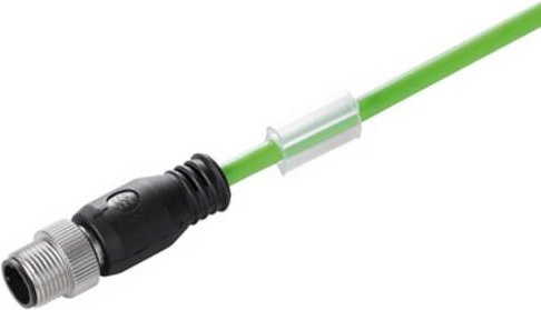 Weidmüller Sensor-Aktor-Steckverbinder M12 konfektioniert, Stecker gerade und Buchse gewinkelt, grün, Kabellänge: 3,00 m - Bild 1