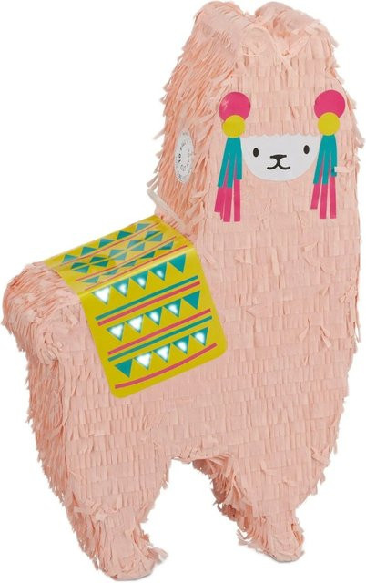 Relaxdays Lama Pinata, lachsfarben, mit Haken zum Befüllen - Bild 1