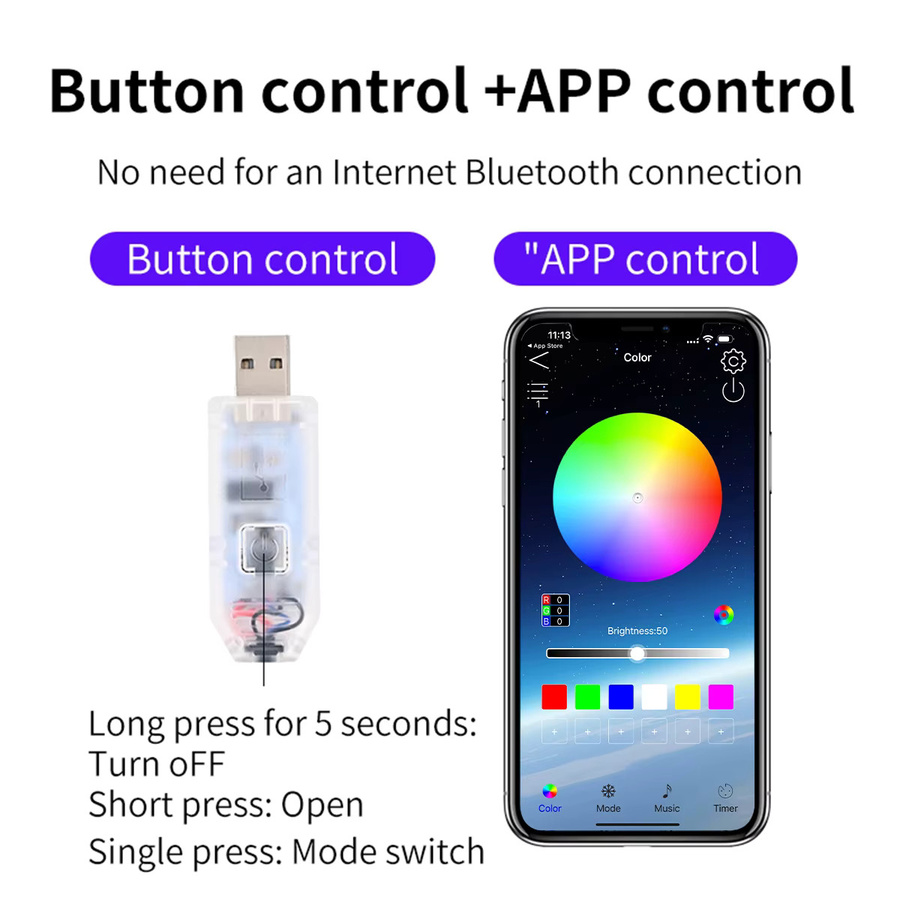 RGB USB-LED-Nachtlampe in Herzform für Schlafzimmer, Wohnzimmer und Auto, mehrfarbiges Umgebungslicht mit Clip-Funktion - Bild 4