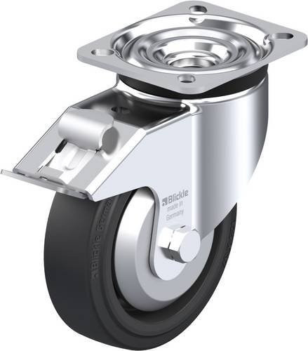 Blickle Lenkrolle LK-POEV 125R-1-FI-FA mit Feststeller in Schwarz und Silber, Rad-Durchmesser: 125 mm, Tragfähigkeit: 250 kg - Bild 1