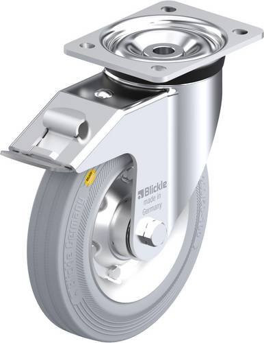 Blickle Lenkrolle LK-RD 200K-FI-VLI mit Feststeller, Rad-Durchmesser: 20 cm, Tragfähigkeit: 350 kg, verzinkter Stahl - Bild 1