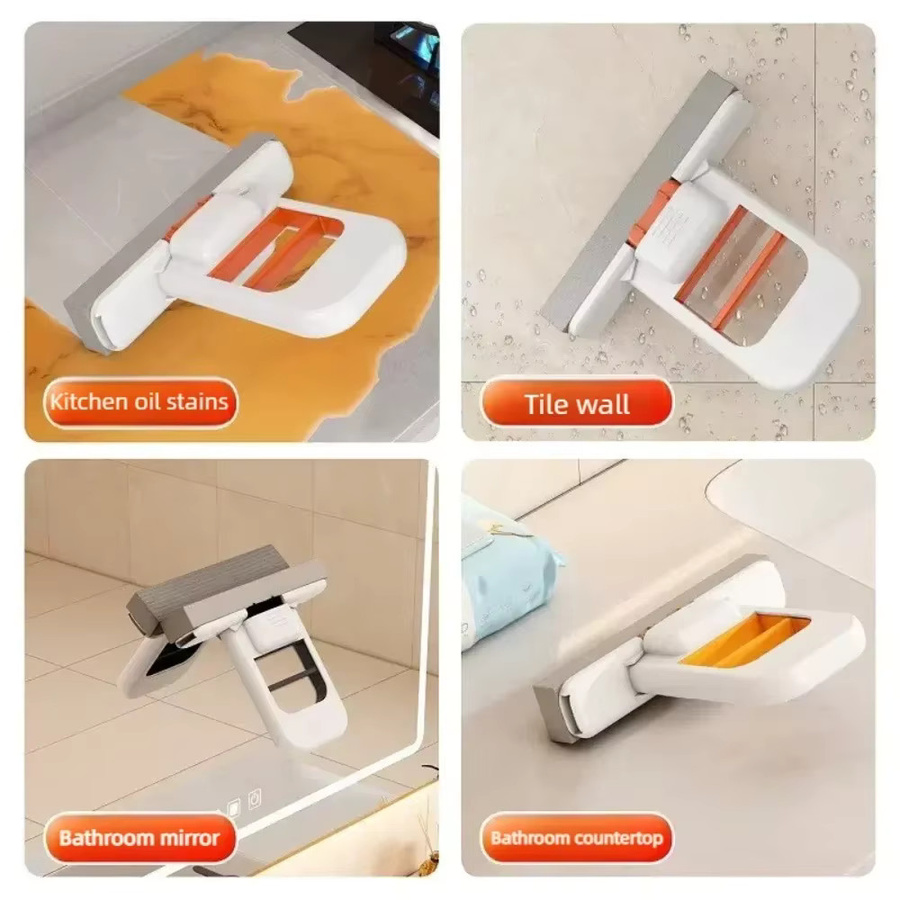 VTMANMNS Mini-Tischmopp Set in Weiß mit austauschbaren Reinigungstüchern für die handfreie Reinigung von Teetischen und Staubentfernung - Bild 2
