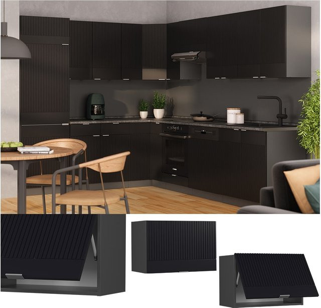 Vicco Hängeschrank Fame-Line für die Küche, Anthrazit Schwarz gestreift, Breite: 60 cm - Bild 1