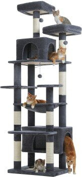 Pawz Road XXL Kratzbaum für Katzen mit Höhle und Hängematte aus Sisal in Beige, Höhe: 205 cm - Bild 1