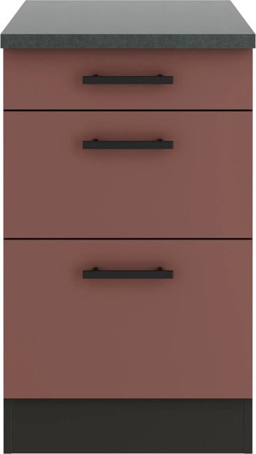 OPTIFIT Nizza407 Küchen-Unterschrank in Rostrot mit modernem Design und melaminbeschichteter Qualitätsspanplatte, Breite: 50 cm - Bild 1