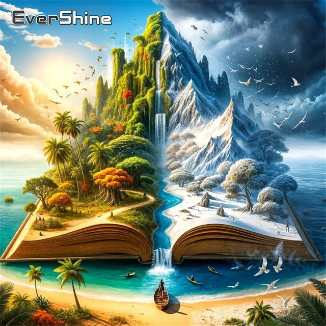 Evershine 5D-Diamantgemälde Berglandschaft als Mosaik-Stickbuch für Anfänger, Mehrfarbig, B/H: 20 x 20 cm - Bild 1