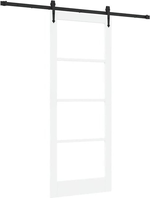 vidaXL Schiebetür in modernem Design aus Holz und Glas, Farben: Weiß und Schwarz, B: 83 cm, H: 211 cm - Bild 1