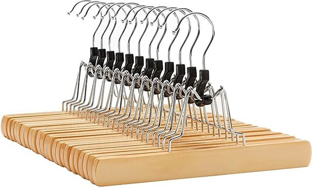 Songmics Breanna Hosenspanner-Set aus Holz in Braun, 12-teilig - Bild 1