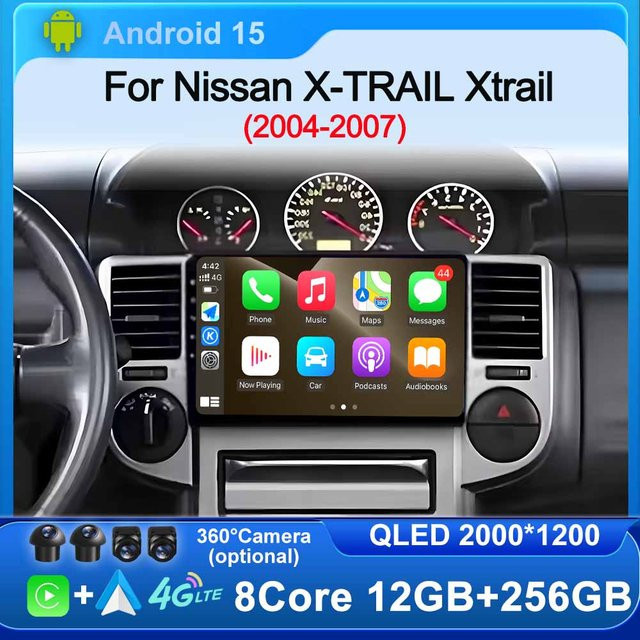 Android 15 Multimedia-Autoradio für Nissan X-TRAIL 2004-2007 mit Wireless CarPlay, GPS, WiFi, 4G und Bluetooth in Schwarz - Bild 1