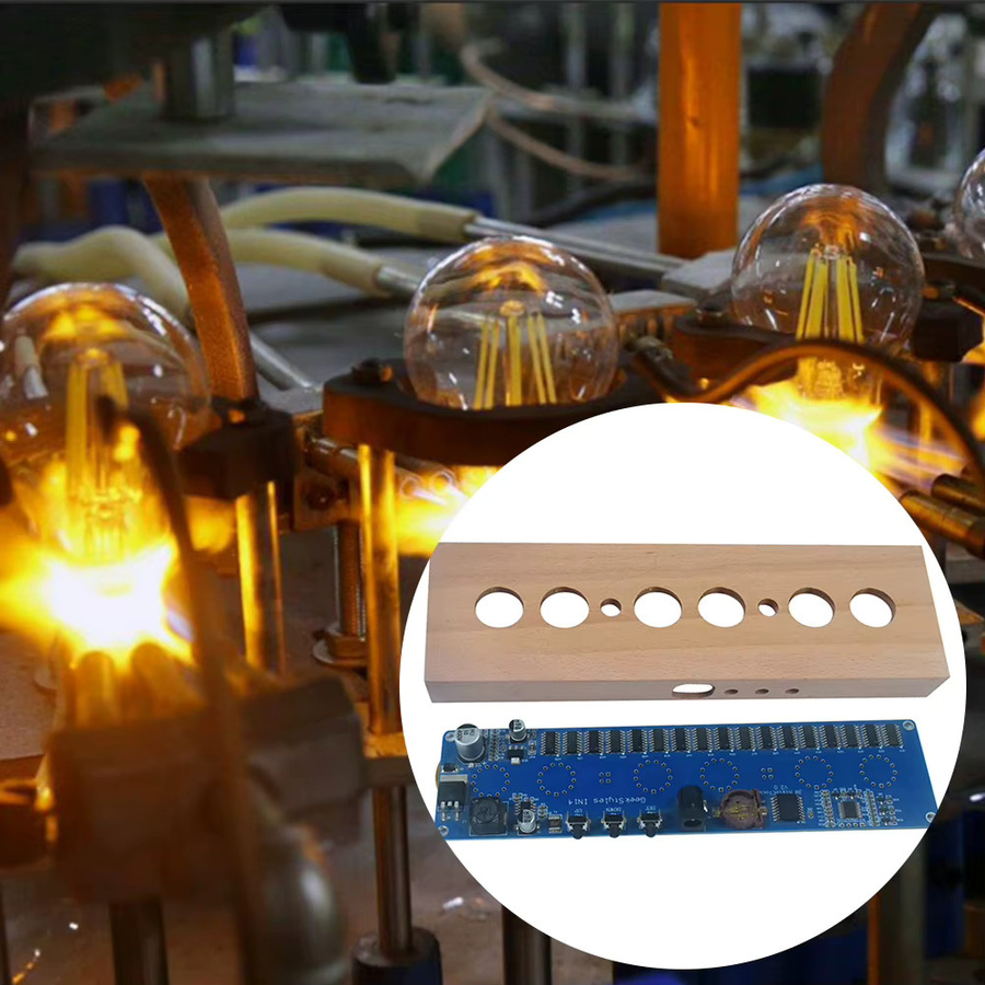 In14 Glow Tube Clock Montage Kit DIY Nixie Tube Digital LED Uhr mit Holzgehäuse im Industrial Design - Bild 2