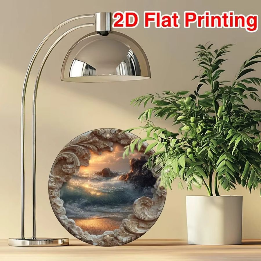 Rundes Metallwandschild von CIFBUY mit böhmischem Küstendekor aus Aluminium in Weiß, Durchmesser: 20,3 cm - Bild 4