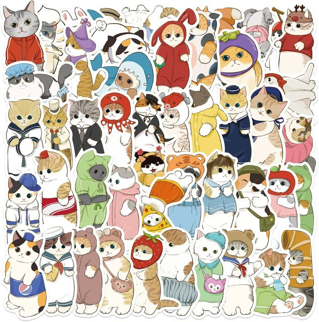 50 oder 100 Stück Cartoon Katze Graffiti Aufkleber in Multicolour für DIY Dekoration von Gitarren, Notebooks und Gepäck - Bild 1