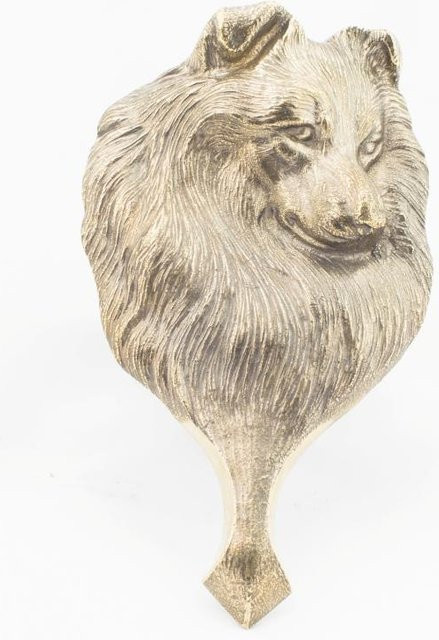 Art-Dog Sheltie Türklopfer aus Messing in Retro-Optik als Hundekopf-Türdekoration - Bild 1