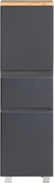 Held Möbel Midischrank Ancona in matt Grau-Wotaneiche, B/T/H: 40 x 35 x 130 cm - Bild 1