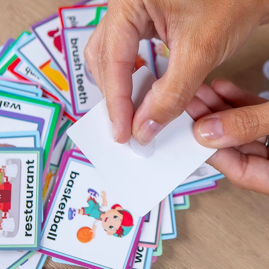 Faltbares visuelles Zeitplan-Diagramm für Kinder mit 72 Karten und 12 Stern-Karten als Wandbehang inklusive trocken abwischbarem Stift - Bild 3