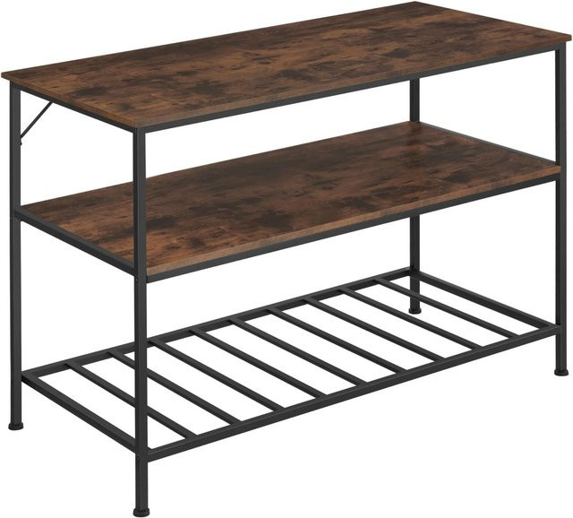 tectake Küchenregal Akeley Industrial Style in Braun mit 3 Ablagen aus Holz und Stahl, B/T/H: 120 x 60 x 90,5 cm - Bild 2