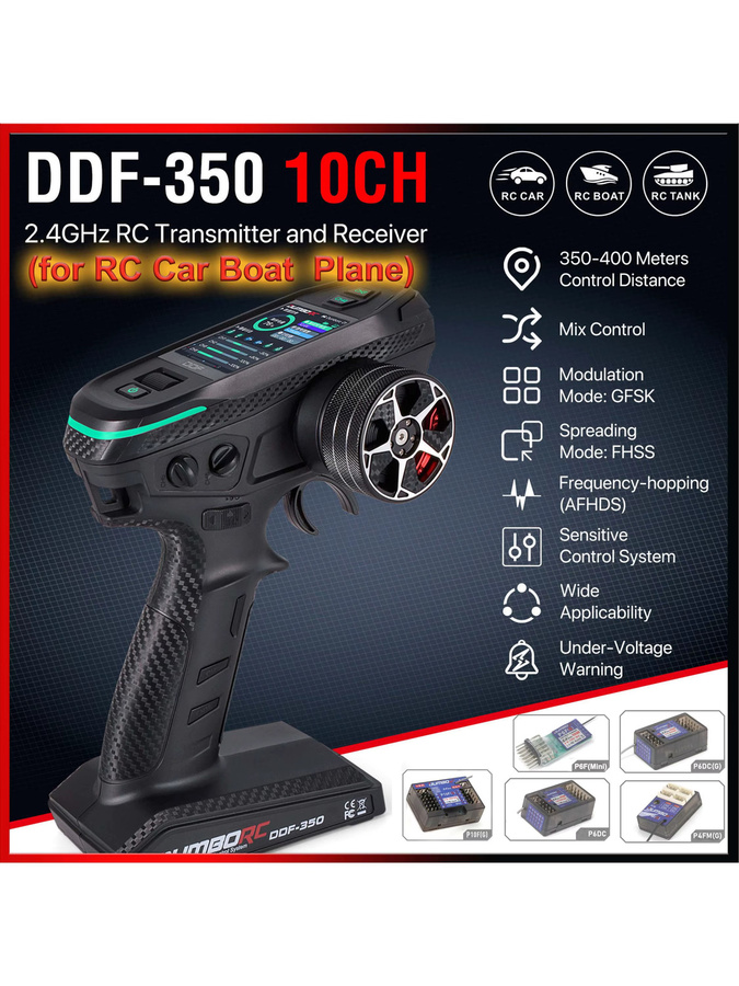 DUMBORC DDF-350 10CH Sender 2,4G 10 Kanal Fernbedienung, black - Bild 5
