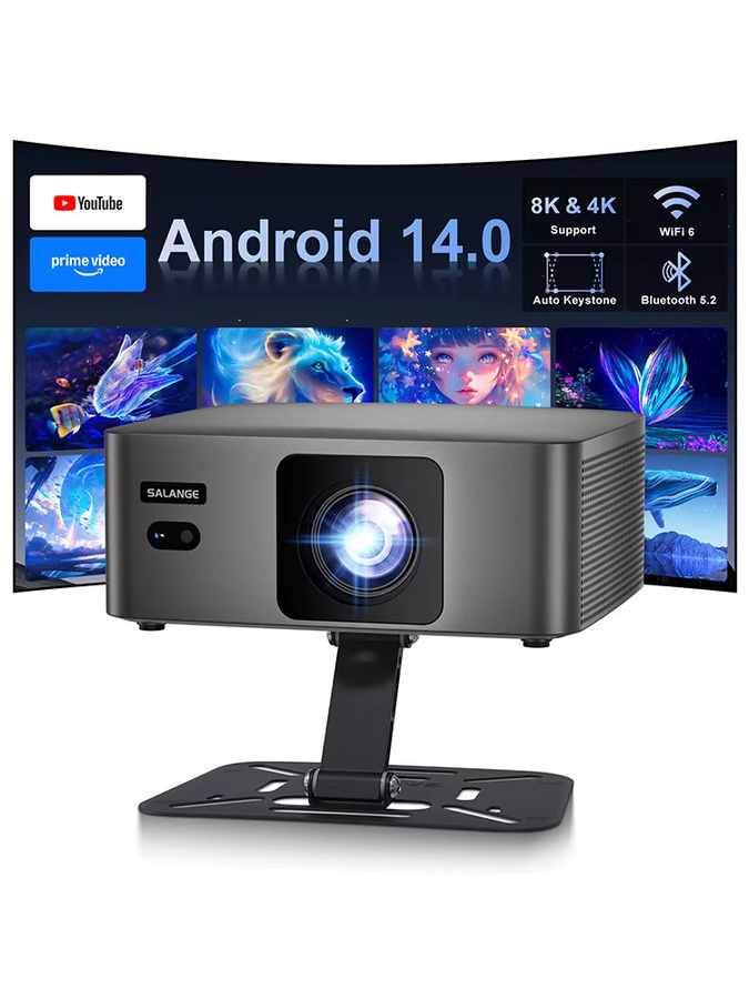 Salange Neuer Smart-Projektor mit Android 14, 4K UHD, 5G Wi-Fi 6 und Bluetooth, Tragbarer Mini-Beamer in Schwarz - Bild 4