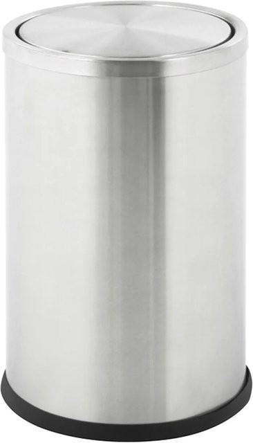 PROREGAL Runder Papierkorb aus Edelstahl mit Swing-Deckel, Silber, Höhe: 30 cm, Durchmesser: 20 cm - Bild 1
