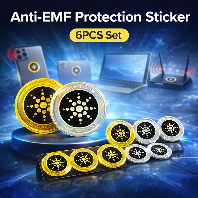 6 Stück Anti-EMF-Schutzaufkleber in Gold als universeller Strahlenschutz-Patch für Handy, Laptop, Tablet und Router - Bild 1