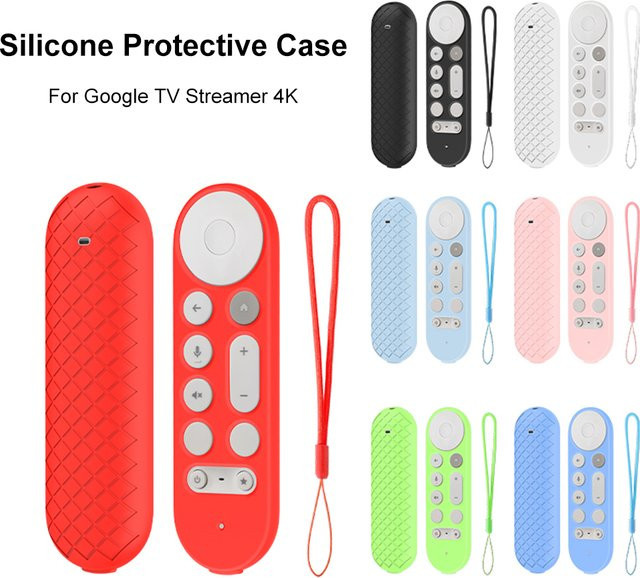 Rutschfeste Silikon-Fernbedienungshülle für Google TV Streamer 4K in Blau mit Trageband - Bild 1