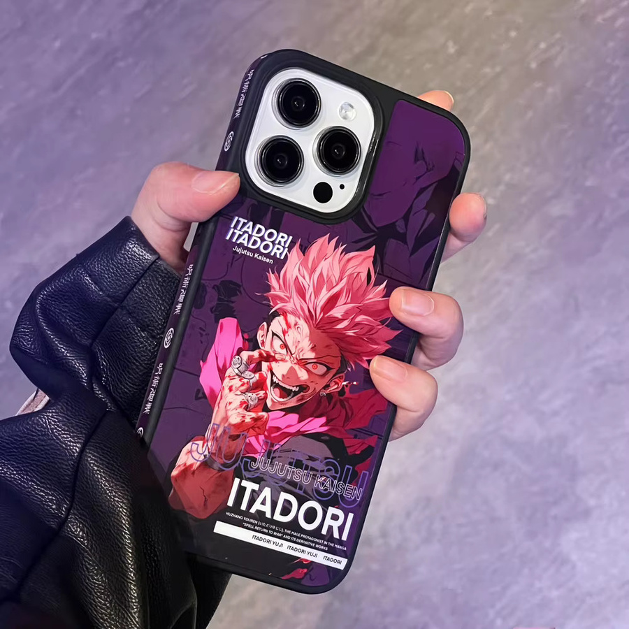 Bandai Jujutsu Kaisen Handyhülle mit Gojo Satoru und Itadori Yuji Motiv für iPhone 17 16 15 14 13 Pro Max, stoßfeste Hartschale, Multicolor - Bild 3
