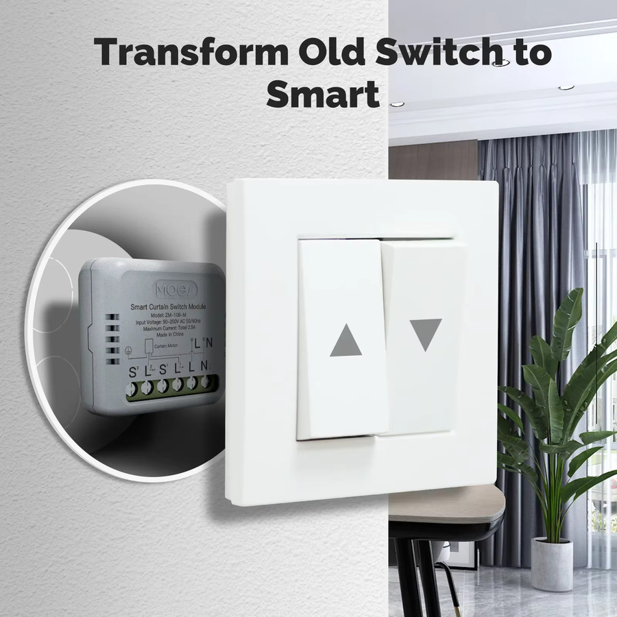 MOES Smart Vorhang Schalter Modul in Weiß mit Tuya WiFi und ZigBee Unterstützung für Rocker Schalter zur App-Steuerung via Alexa und Google Home - Bild 3
