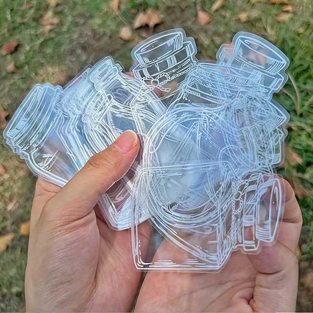30 Stück transparente selbstklebende Glasflaschenaufkleber aus Kunststoff für DIY-Projekte und Scrapbooking - Bild 1
