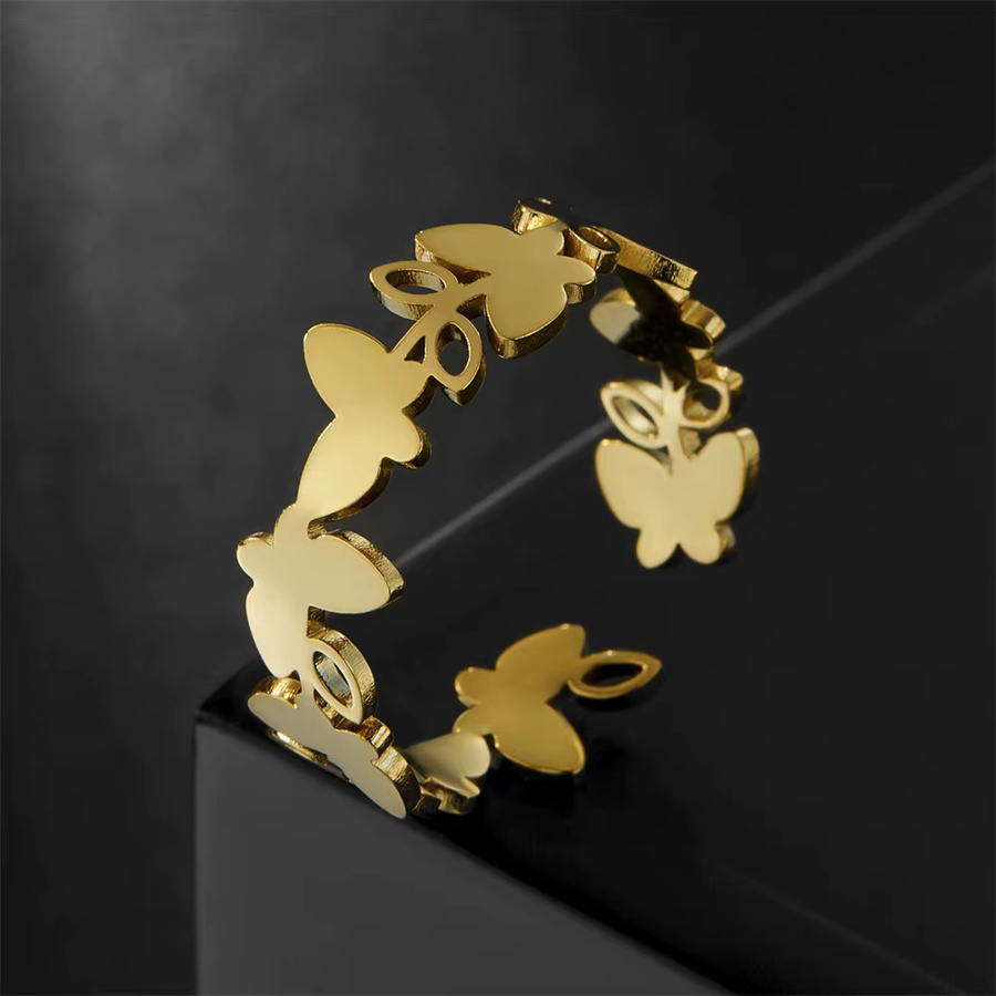 Cazador Ringe Doppelschichten Schmetterling, Edelstahl, Gold, Damen - Bild 2