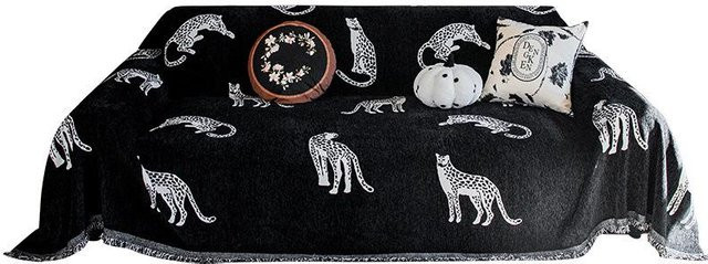Super Six Chenille Sofabezug in Schwarz, universelle Sofadecke für alle Jahreszeiten, Breite: 180 cm, Tiefe: 130 cm - Bild 1
