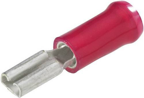 TE Connectivity 640903-1 Flachsteckhülse aus Messing, Rot, Steckbreite: 6,3 mm, Steckdicke: 0,8 mm, 180° Teilisoliert - Bild 1