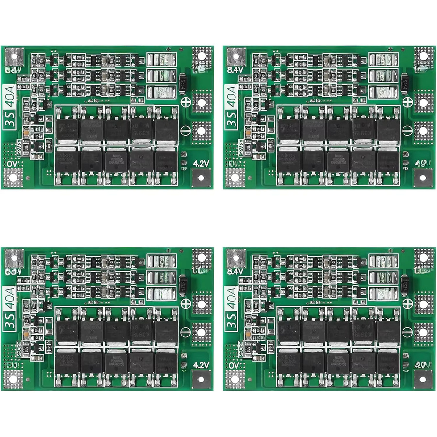 AOKIN 4er-Set Li-Ionen-Lithium-Batterie-Schutzplatine BMS 3S 40A 12,6 V in Grün für Bohrmotoren - Bild 6