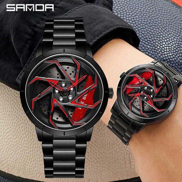 Sanda Armbanduhr Edelstahl, Quarz, Schwarz, Herren - Bild 1