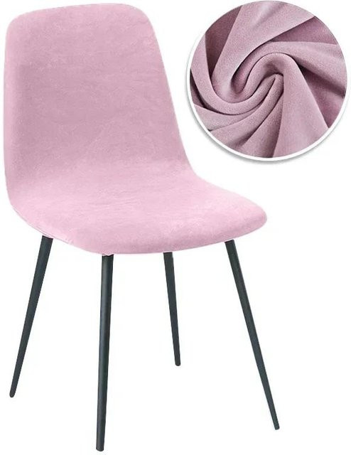 Bestbags Samtstoff Stuhlhussen mit kurzer Rückenlehne in Pink, verstellbarer Sitzbezug für Esszimmerstühle - Bild 1