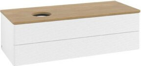 V&B Waschtischunterschrank Antao mit Frontstruktur in Weiß und Eiche Honig, B/T/H: 120 x 50 x 36 cm - Bild 1