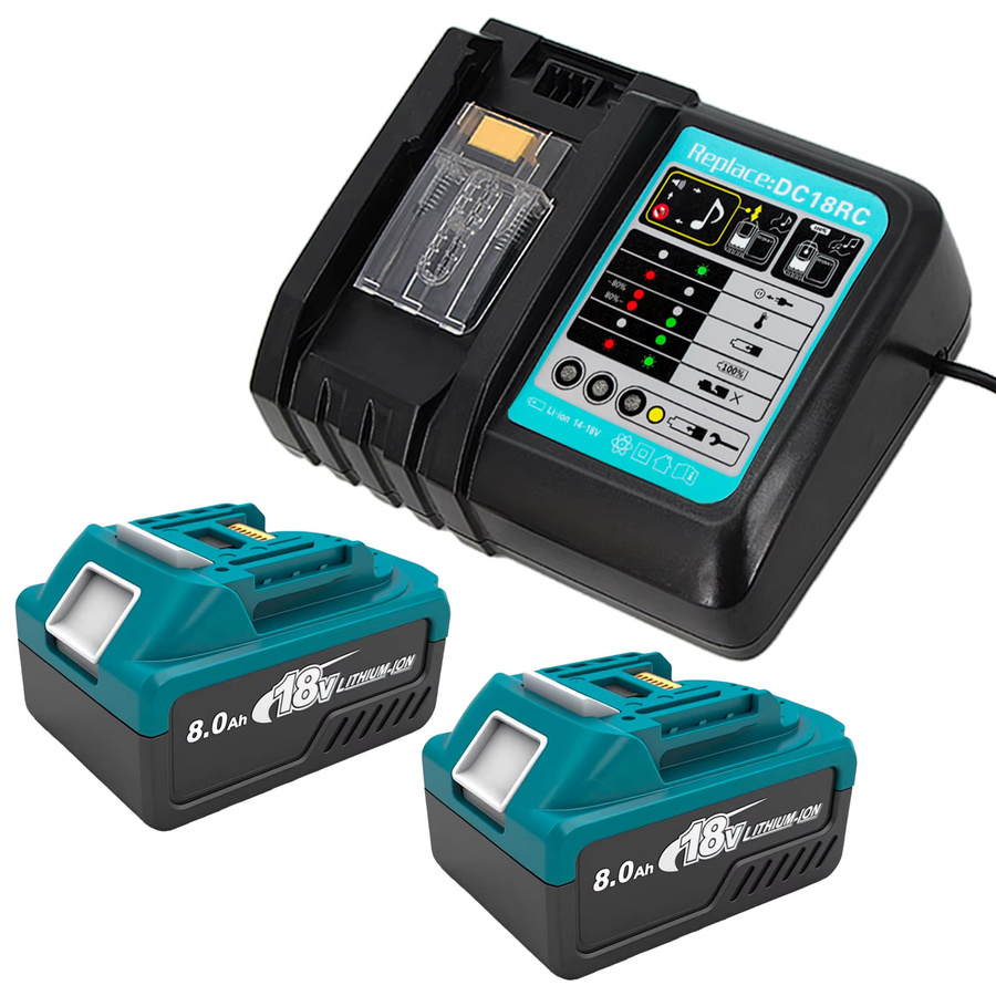 Makita Akku-Ladegerät-Set mit 2 Stück 18V 8.0Ah Lithium-Ionen-Akkus und DC18RC Schnellladegerät für die 18V BL Serie - Bild 8