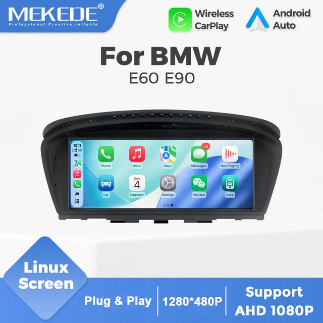 MEKEDE 8,8 Zoll Linux Multimedia-Autoradio für BMW 3er und 5er Serie mit Wireless Carplay, Android Auto, GPS und Bluetooth in Schwarz - Bild 1